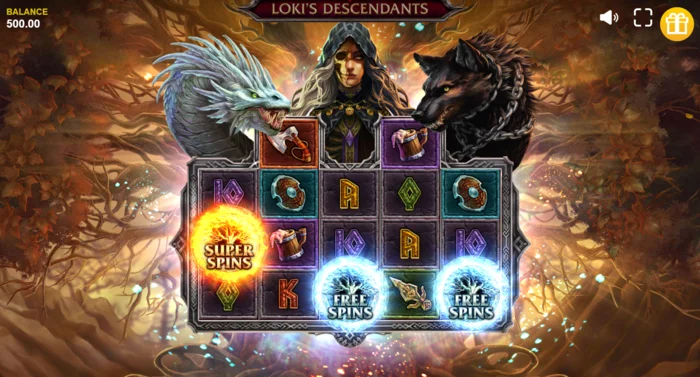 Loki's Descendants - активирање на функцијата Серпент со дијагонални Wild симболи